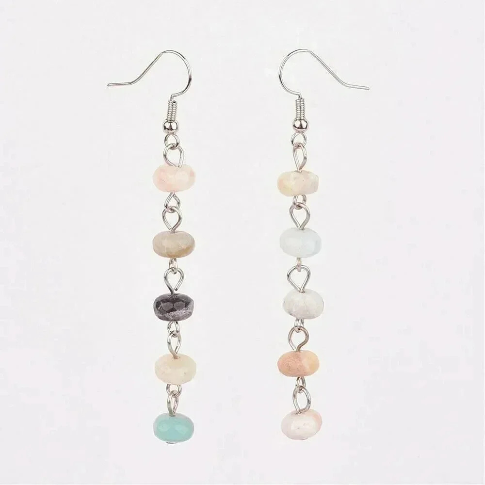 Handcrafted Faceted Amazonite Gemstone Beads Long Dangle Earrings